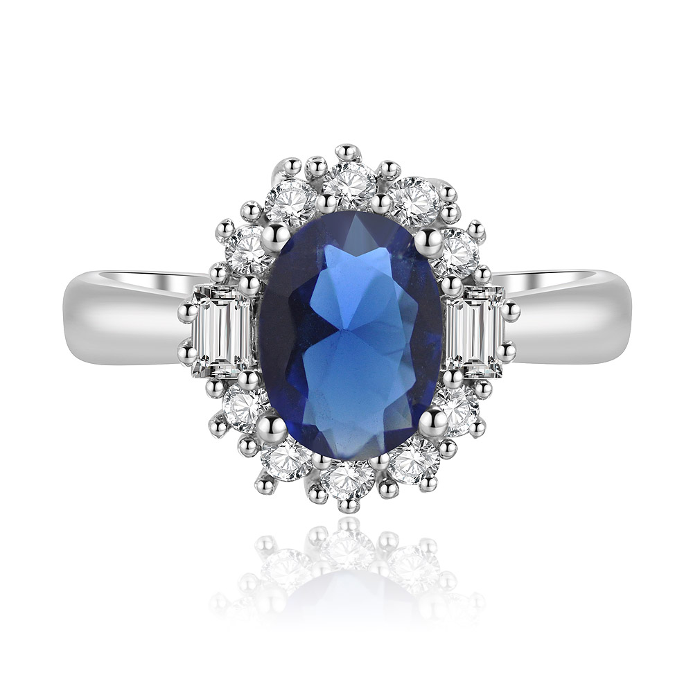 Single Oval Sapphire Zirconia Ring